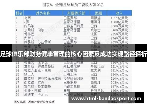足球俱乐部财务健康管理的核心因素及成功实现路径探析 足球俱乐部财务健康管理的核心因素及成功实现路径探析